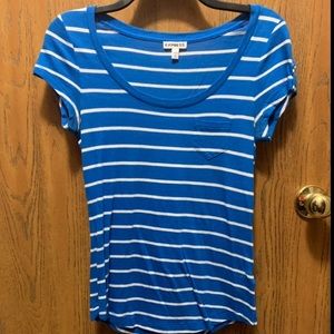 Express blue and white short sleeve shirt